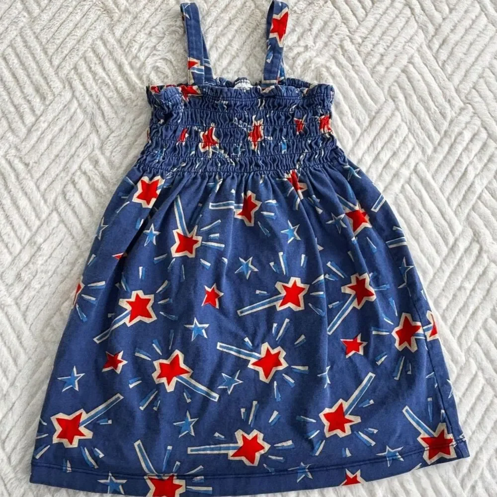 Hanna Andersson 100 cm US 4 Star Print Sundress Blue Red Cotton